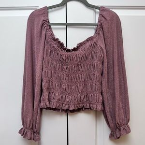 ASTR The Label Pink Sparkle Ruched Top